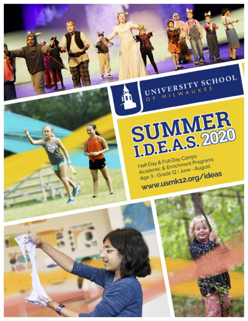 Cover of the University School of Milwaukee Summer Ideas 2020 Brochure